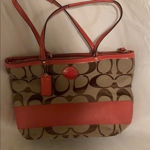 Coach Orange Tan handbag